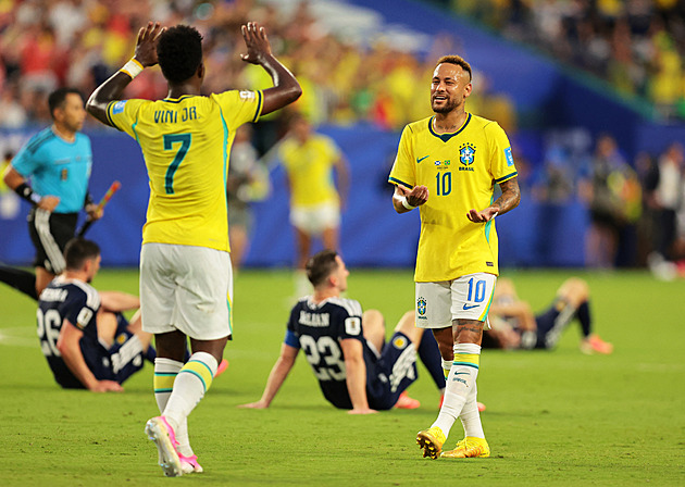 Skotsko - Brazílie 0:3. Pohodové vítězství, dva góly zařídil Vinícius, zahrál si i Neymar